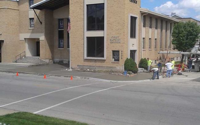 Commercial concrete walks and curbs